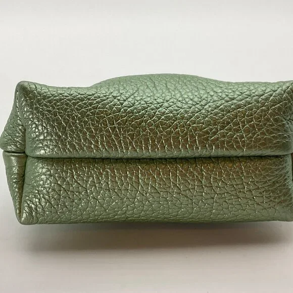 Portland Leather Goods Metallic Green Scalloped Leather Coin Purse Penny Pouch - Picture 4 of 11